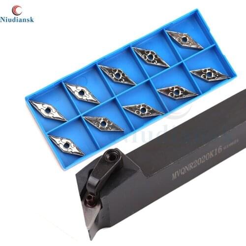 1pc MVQNR2020K16 MVQNR2525M16 Outer Circle Turning Tool Holder MVQNL Arbor CNC Lathe Tools + 10pcs Carbide Inserts VNMG1604 Suit