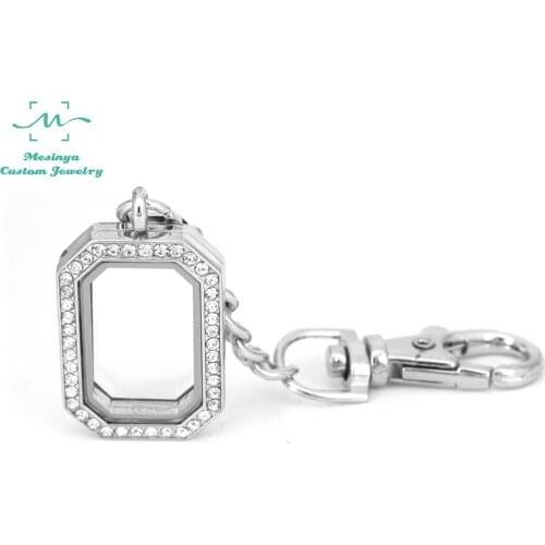 10pcs Magnet Closure octagon memory living glass locket key rings keychains Xmas mothers gift