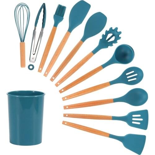 12pcs/Set Silicone Kitchenware Cooking Tool Non-stick Shovel Spoon Oil brush Egg beater Kitchen Utensils Set