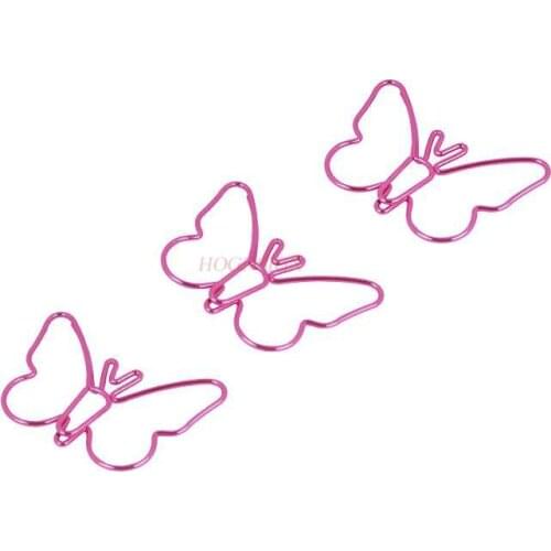 15pcs Pink new butterfly paper clip cartoon paper clip buckle pin large cute paper clip