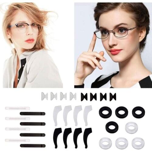 16 Pairs Unisex Silicone Anti-slip Round Eyeglass Retainers Nose Pads Ear Hooks Glasses Accessories for Men Women