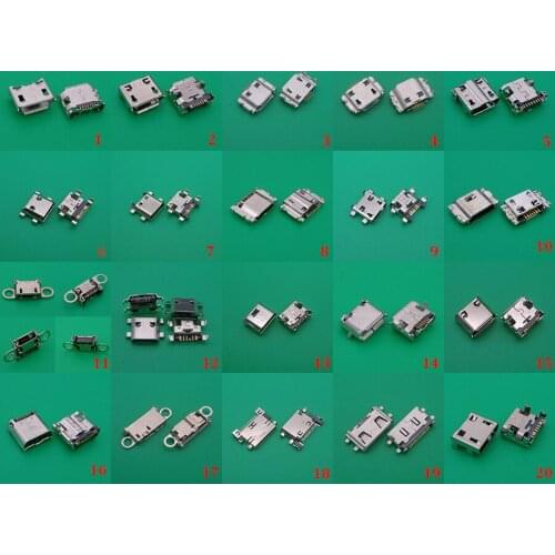 20models 40X 7Pins Micro USB Jack Connector socket Charging port usb port for Samsung I9300 I8262 I9000 S8300 N7100 J100 etc