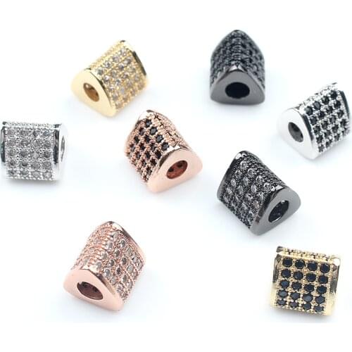 3pcs 8*8mm Metal Brass Micro Pave Crystal CZ Triangle Loose Spacer Beads for Jewelry Making DIY Bracelet Necklace Wholesale
