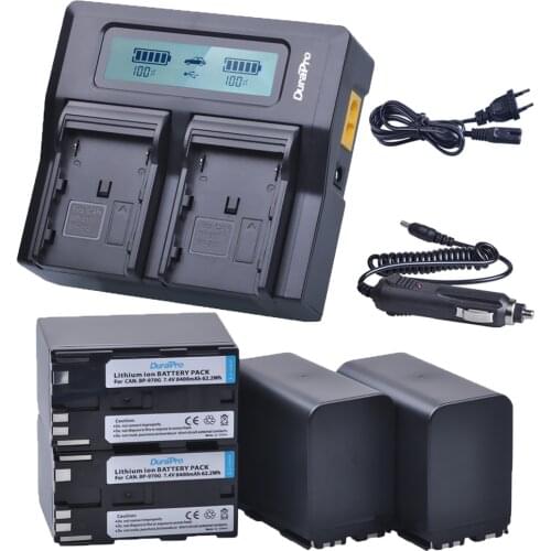 4Pc BP-970G 8400mAh BP-975 Li-ion battery+LCD Rapid Charger for Canon EOS C100, EOS C100 Mark II, EOS C300, EOS C300 PL, GL2