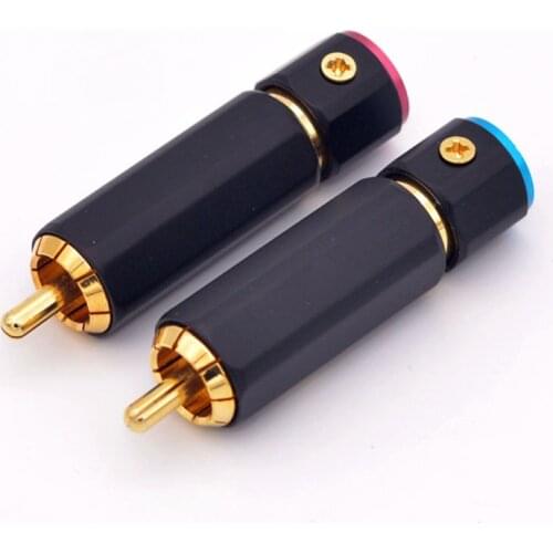 4pcs High quality lotus plug, power amplifier audio gold-plated lock-free welding rca signal cable DIY welding-free AV connector