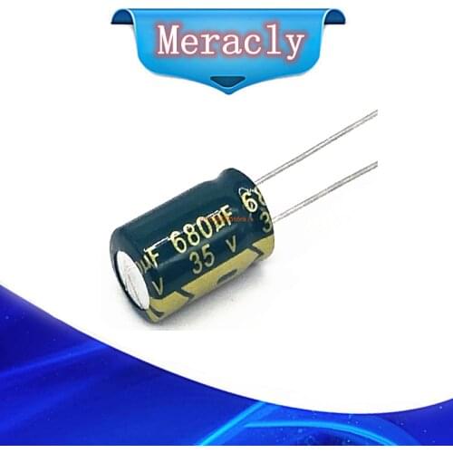 10pcs/lot T07 Low ESR/Impedance high frequency 35v 680UF aluminum electrolytic capacitor size 10*15 680UF35V 20