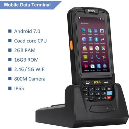 Android 7.0 Handheld pos terminal with NFC UHF RFID reader memory 4 inch large screen Data Terminal 1D,2D Laser Barcode Scanner
