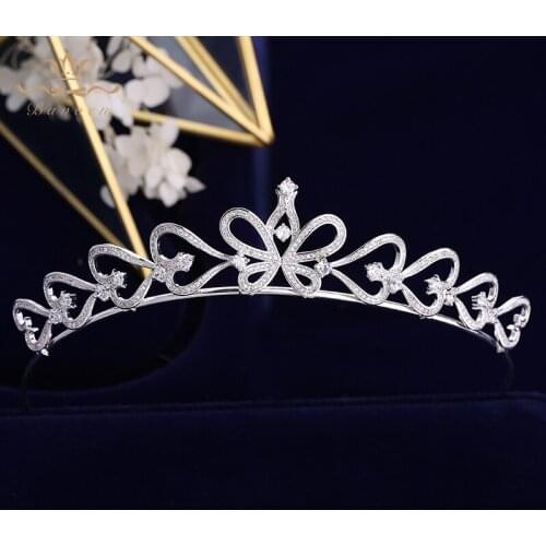 Bavoen High Quality Zircon Brides Tiaras Crowns with Red Crystal European Gold Hairbands Weding Hair Accessories