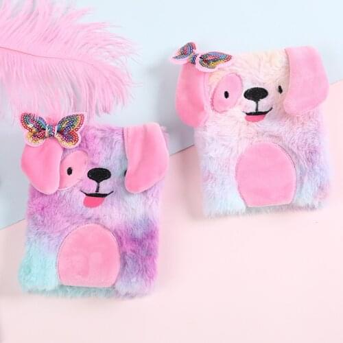 Cute Unicorn A6 Diary Notebook and Journal Plush Notepad Dog Line Agenda Planner Organzier Back to School Note Book Handbook Kit