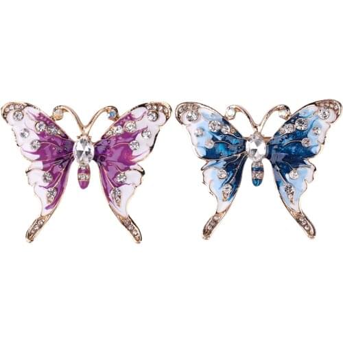 Vintage Women Butterfly Brooch Artificial Gem Drilling Silk Scarf Pin Buckle Animal Brooches Clothes Accessories dropshipping#22