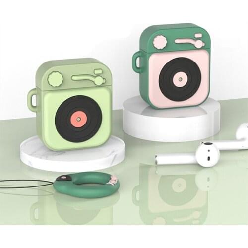 Suitable for Airpods 2/1case protective case cartoon soft silicone retro wireless bluetooth headset box gramophone headset case