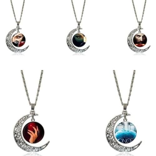 EJ Glaze For Unisex Necklace Fashion Long Chain With Crescent Shaped Necklace Jewelry Once Upon a Time
