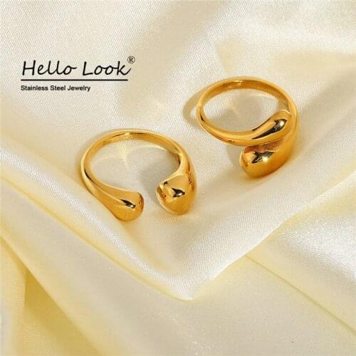 HelloLook Stainless Steel Rings for Women Ladies Adjustable Open Ring Stackable Chunky Ring Jewelry Accessories Size 6/7/8