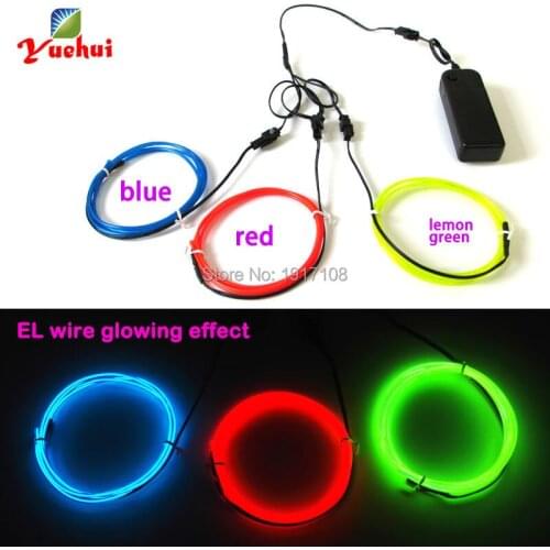 Hot sales 2.3mm 1M x 3pcs multicolor flexible EL wire Electroluminescent Wire Neon Glowing Strobing for DIY Car party decoration