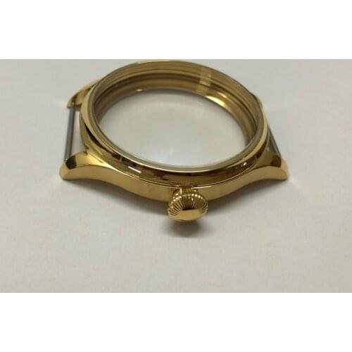 44mm High quality 316L Stainless steel Plating 18K gold watch cases fit ETA 6497/6498 Hand Wind movement 018A