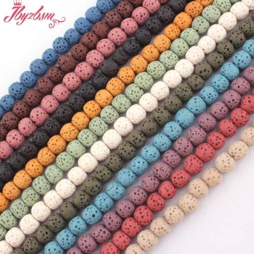 8mm Round Smooth Lava Rock Beads Natural Stone Beads For DIY Necklace Bracelats Earring Woman Jewelry Making 15" Free Shipping