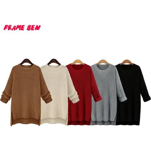 Autumn Winter Women O Neck Sweater 2019 Casual Loose Pullover Women Oversized Knitted Thicken Long Sweaters