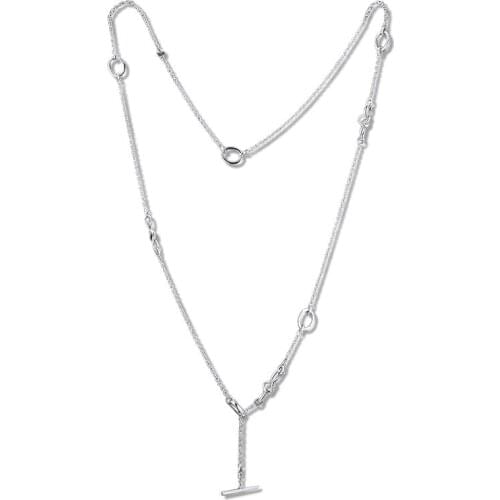 CKK Necklaces & Pendants Knotted Heart T-Bar Necklace Pendant Sterling Silver Jewelry Choker 925 Original Pingente