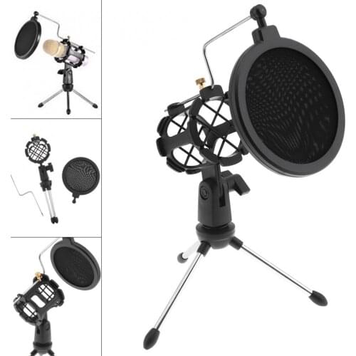 Portable Adjustable Studio Holder Desktop Tripod with Windshield Filter and Shock Absorption function