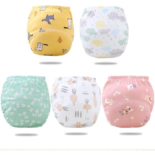 Cartoon Print Waterproof Diaper Pants Cotton Cloth Diaper fits 0-3Kg Baby Washable Underwear Diaper Training Pants Nappies