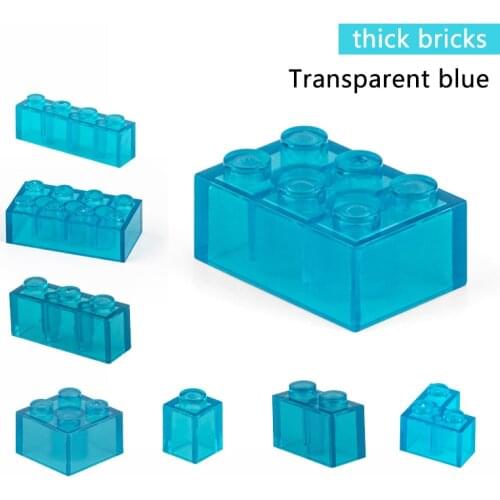 Transparent Blue Building Blocks Thick Figures Bricks Educational Creative Size Fit Other Brand Plastic DIY Toys Accessorie
