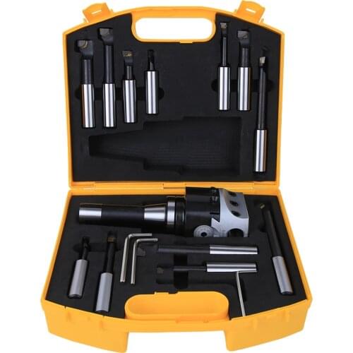 R8-F1-3/4"-12PCS Imperial Boring Head Cutter Set 40CR High Accuracy CNC Boring Tool Kit Milling Boring Machine Lathe Tools Set