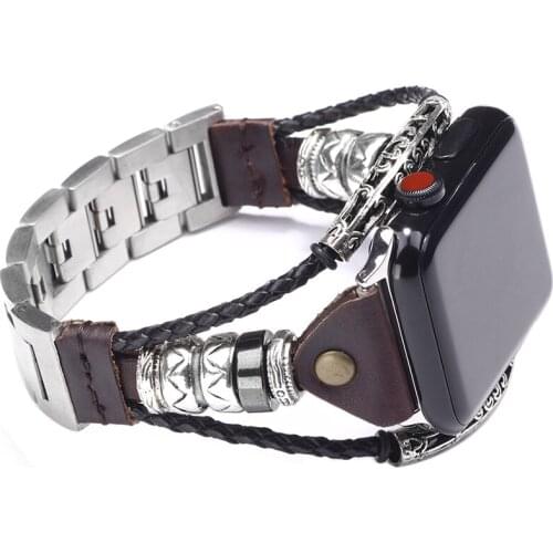 Strap for Apple Watch Series 5 4 3 2 Bracelet Handmade Genuine Leather Band for iWatch 38mm 42mm 40mm 44mm