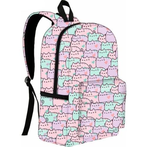Pusheen Cat Printing Backpack Anime Kawaii Bag Schoolbag Backpack Nylon Travel Rucksacks Cartoon School Bags for Teenage Girls