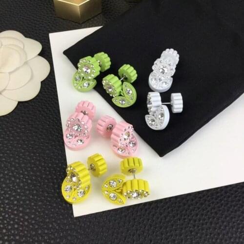 Niche diamond-encrusted flower earrings petals temperamental earrings flower earrings