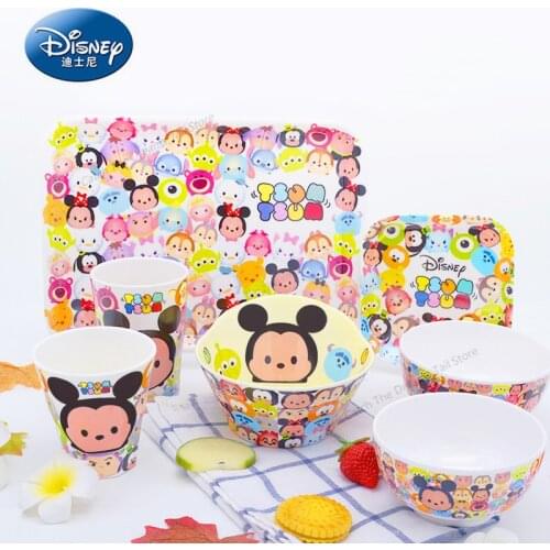 Disney Tsum Dinnerware Mickey Mouse Childrens Cartoon Tableware Kitchen Dishes Plate Cup Spoon Tableware Kitchen Supplies