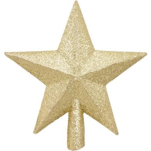 Glittering Star Christmas Tree Topper Shatter-Resistant Plastic Festive Decor Ornament Gift
