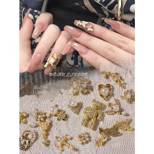 10pcs 3D metal Zircon diamond Nail art decorations zircon rhinestone nail art jewelry alloy zircon tassel pendant nail accessory