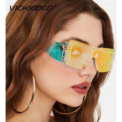 VICKICOCO Fashion Punk Square Sunglasses Women 2021 Luxury Brand Designer Mirror Colorful Lens One Piece Goggle Sun Glasses Men
