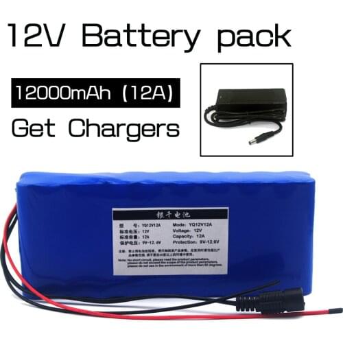 12V 12AH 18650 lithium-ion battery protective plate 12A 12000 mAh Hunting xenon lamp fishing lamp to use + 12V 3A