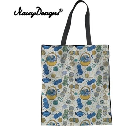 NoisyDesigns Women Borsa Shopping bag Funny Knitting Lovers Yarn Printed Canvas Shoulder Bag Teenager Girls Daily Large Tote Bag