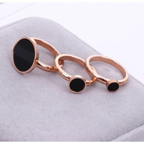 1.6cm Big round black rings for women anillos mujer, fashion ring anel feminino bague acier inoxydable pour femme jewelry joyas