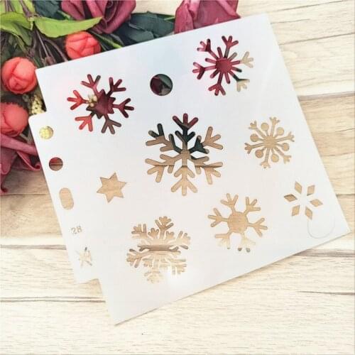 14.1*13cm Snow rain stencils Cover template spray plastic mold shield DIY cake hollow Embellishment printing lace ruler