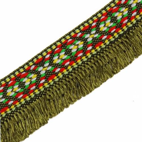 20yards Braided Lace Ribbon Embroidery Fringe Tassel Jacquard Tape Band Webbing Applique for Costumes Curtain T1493