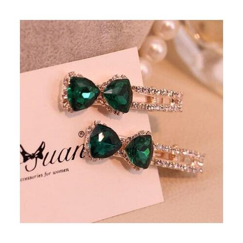 2017 New Fashion Women Korean Fashion bowknot Crystal Rhinestone Barrette Hairpin Gril Hair Clip Accessories Wholesale
