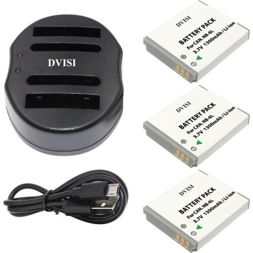 3pcsNB-6L NB 6L NB6L Camera Battery with USB Dual Charger for CANON PowerShot SX240 SX260 HS IXY110 SD980 Digital Camera Battery