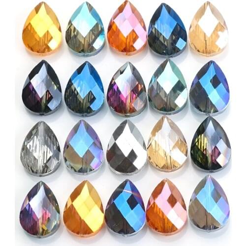 10pcs 13X18MM Austrian Crystal Drop Charms Jewelry Making Accessories Faceted Glass Teardrop Beads DIY Necklace Pendant