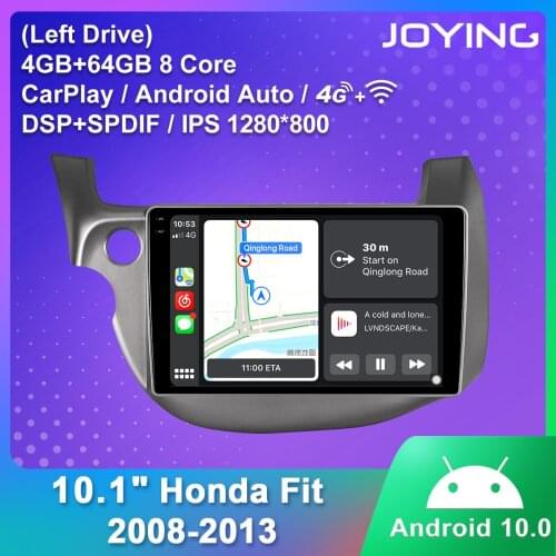 1 din car radio Android 10.0 head unit 10.1 inch IPS 4GB RAM stereo video player for Honda Fit 2008-2013(left drive) RDS FM BT