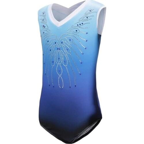 Ballet gymnastics suit sleeveless diamond dance practice pattern gradient body suit clothes dance clothes