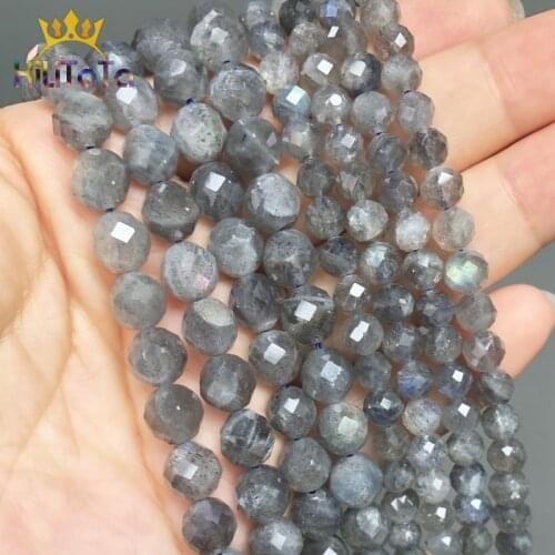Natural Genuine Faceted Labradorite Beads Loose Spacer Beads For Jewelry DIY Making Bracelet Earrings Accessories 15" 6/8/10mm