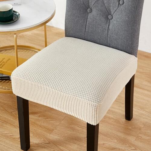 Jacquard Plain White Black Seat Chair Cover for Dining Room Elastic Stool Protector Without Backrest Cushion Cover Slipcover