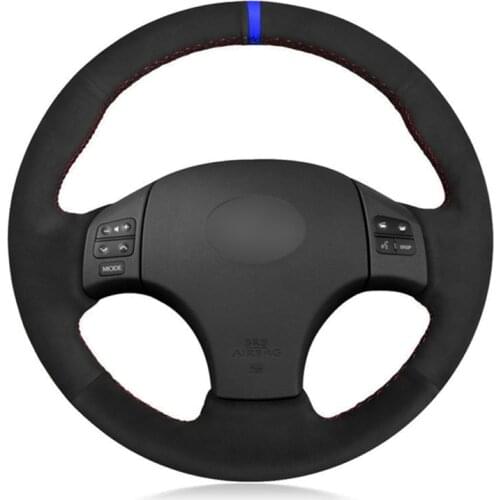 Car Steering Wheel Cover Hand-Stitched Black Genuine Leather Suede For Lexus IS IS250 IS250C IS300 IS300C IS350 IS350C F SPORT