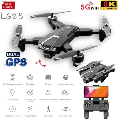 New LS-25 Drone 6K HD 5G WiFi GPS Dual Camera Drone Height Hold Headless Mode Professional Real-time Transmission RC Quadcopter