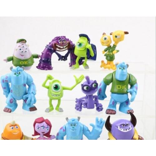 Disney Monsters University Mike Wazowski James P.Sullivan 3-5cm 12pcs/set Action Figure Anime Mini Collection Figurine Toy model