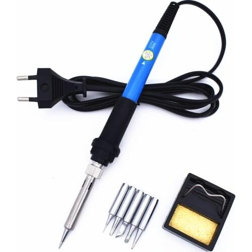 60W 220V Electric Soldering Iron Station Adjustable Temperature Rework Welding Gun 200-450 Deg.CWith Stand And 5 Solder Tips