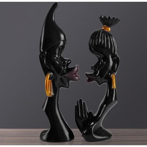 European Decorative Arts Crafts Creative Ornaments Home Furnishing Abstract Black Couples Livingroom TV Cabinet Wedding Gifts